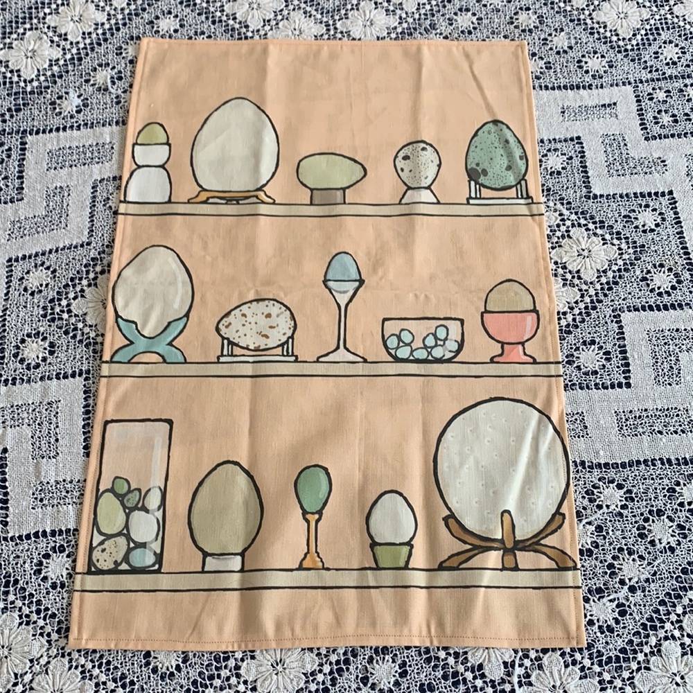 Brand new egg shelf display tea towel 16”x24”